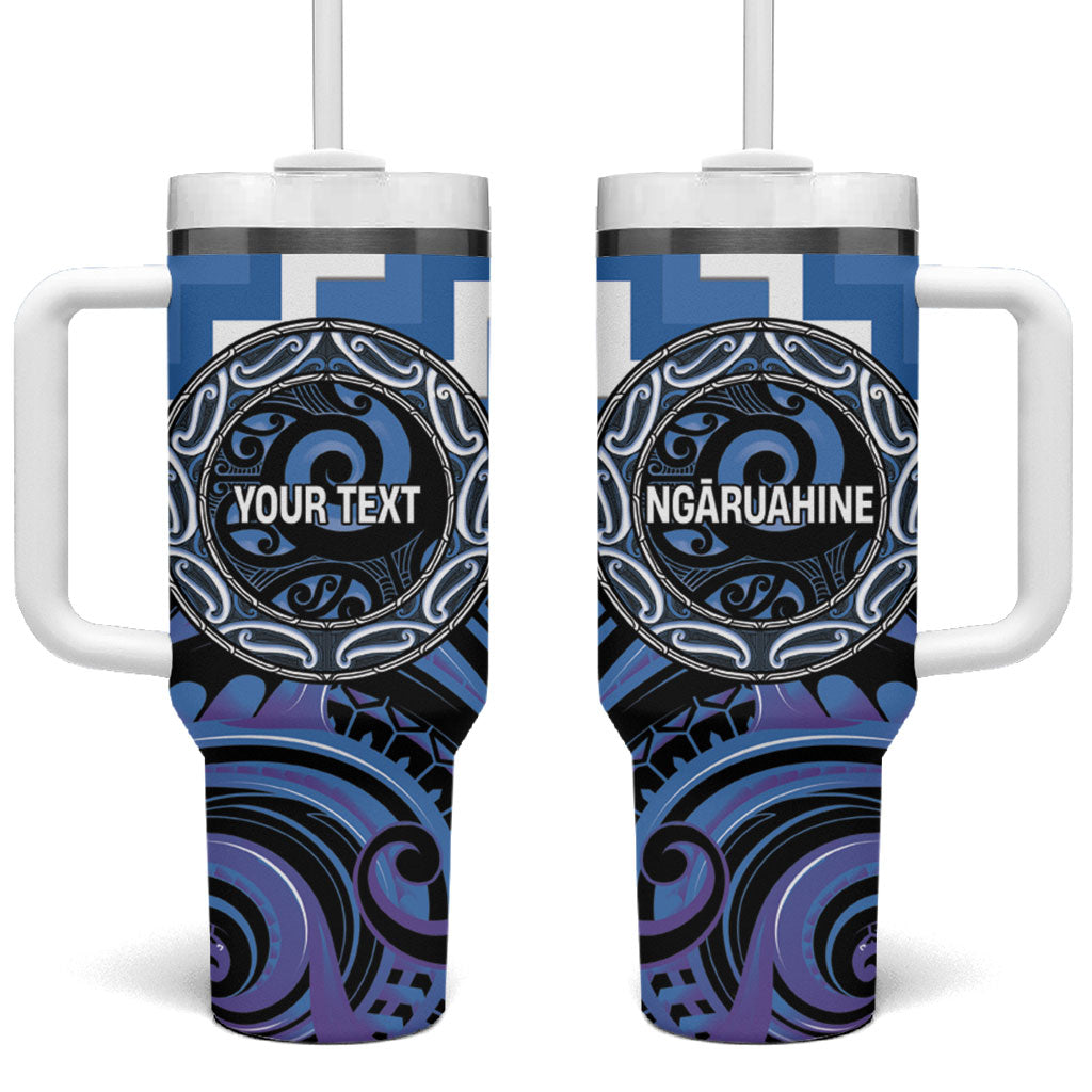 Aotearoa Ngaruahine Personalised Tumbler With Handle Maori Iwi Poutama Puhoro Tattoo