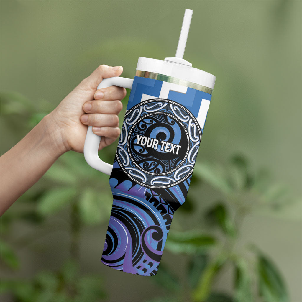 Aotearoa Ngaruahine Personalised Tumbler With Handle Maori Iwi Poutama Puhoro Tattoo