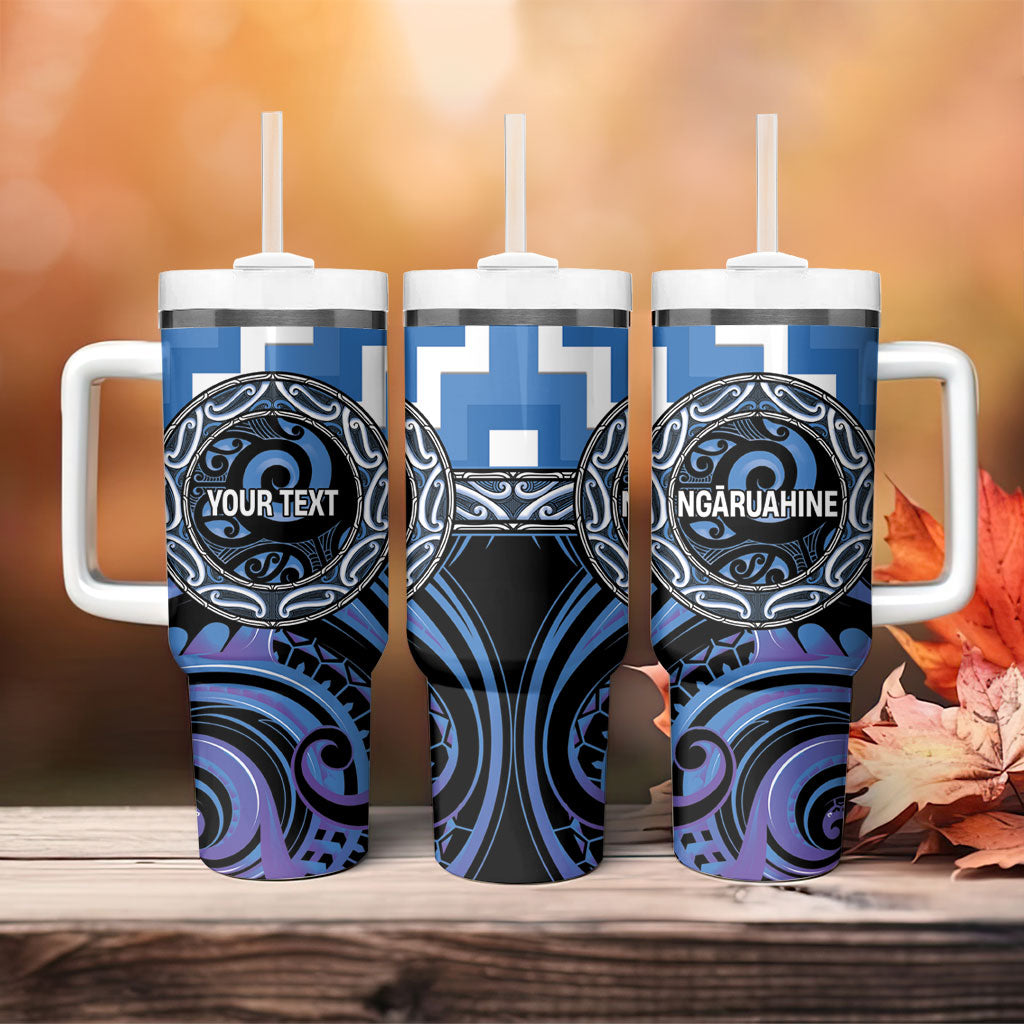 Aotearoa Ngaruahine Personalised Tumbler With Handle Maori Iwi Poutama Puhoro Tattoo