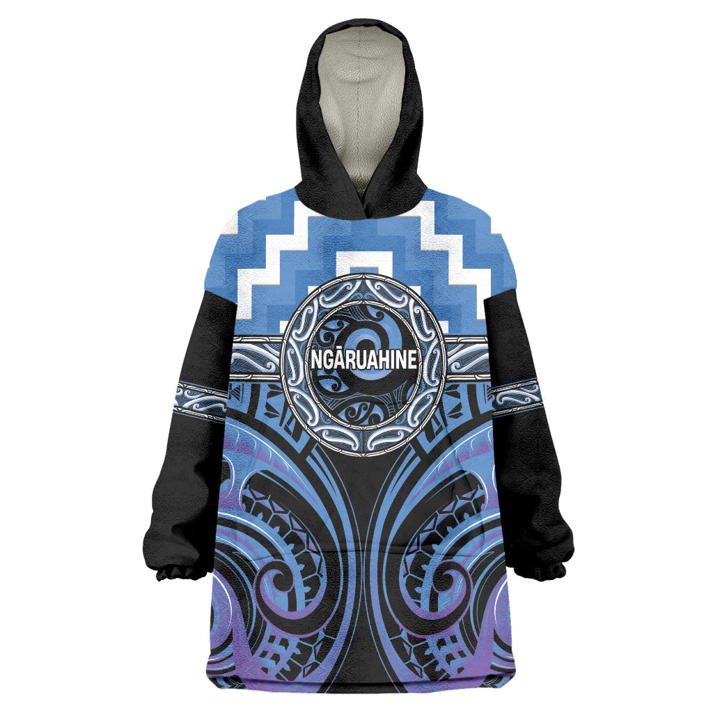 Aotearoa Ngaruahine Personalised Wearable Blanket Hoodie Maori Iwi Poutama Puhoro Tattoo