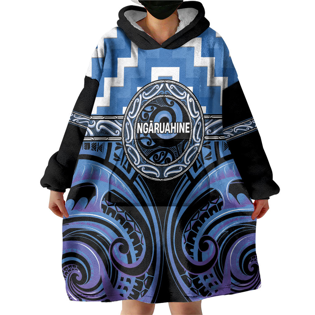 Aotearoa Ngaruahine Personalised Wearable Blanket Hoodie Maori Iwi Poutama Puhoro Tattoo