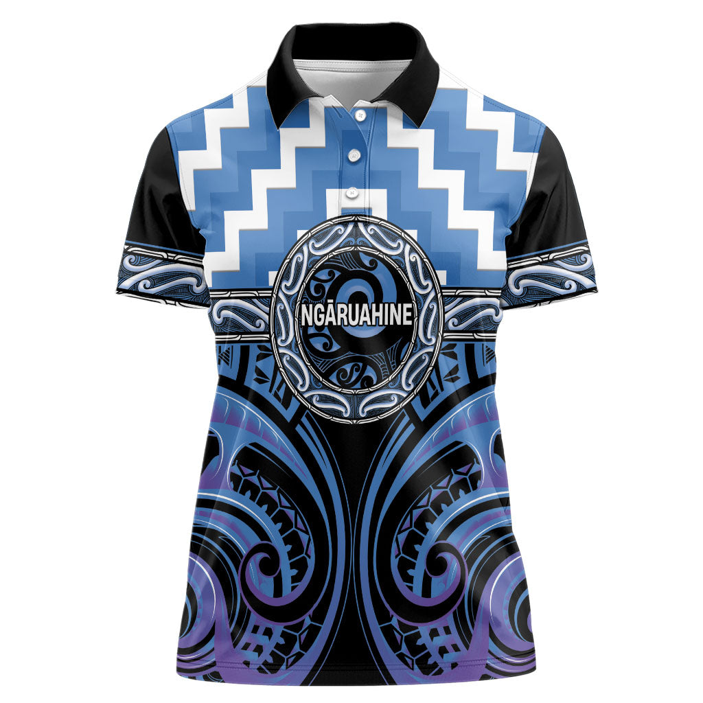 Aotearoa Ngaruahine Personalised Women Polo Shirt Maori Iwi Poutama Puhoro Tattoo