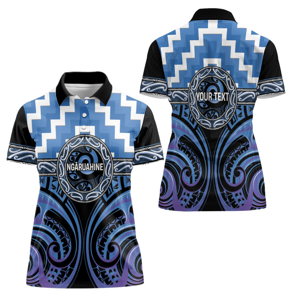 Aotearoa Ngaruahine Personalised Women Polo Shirt Maori Iwi Poutama Puhoro Tattoo