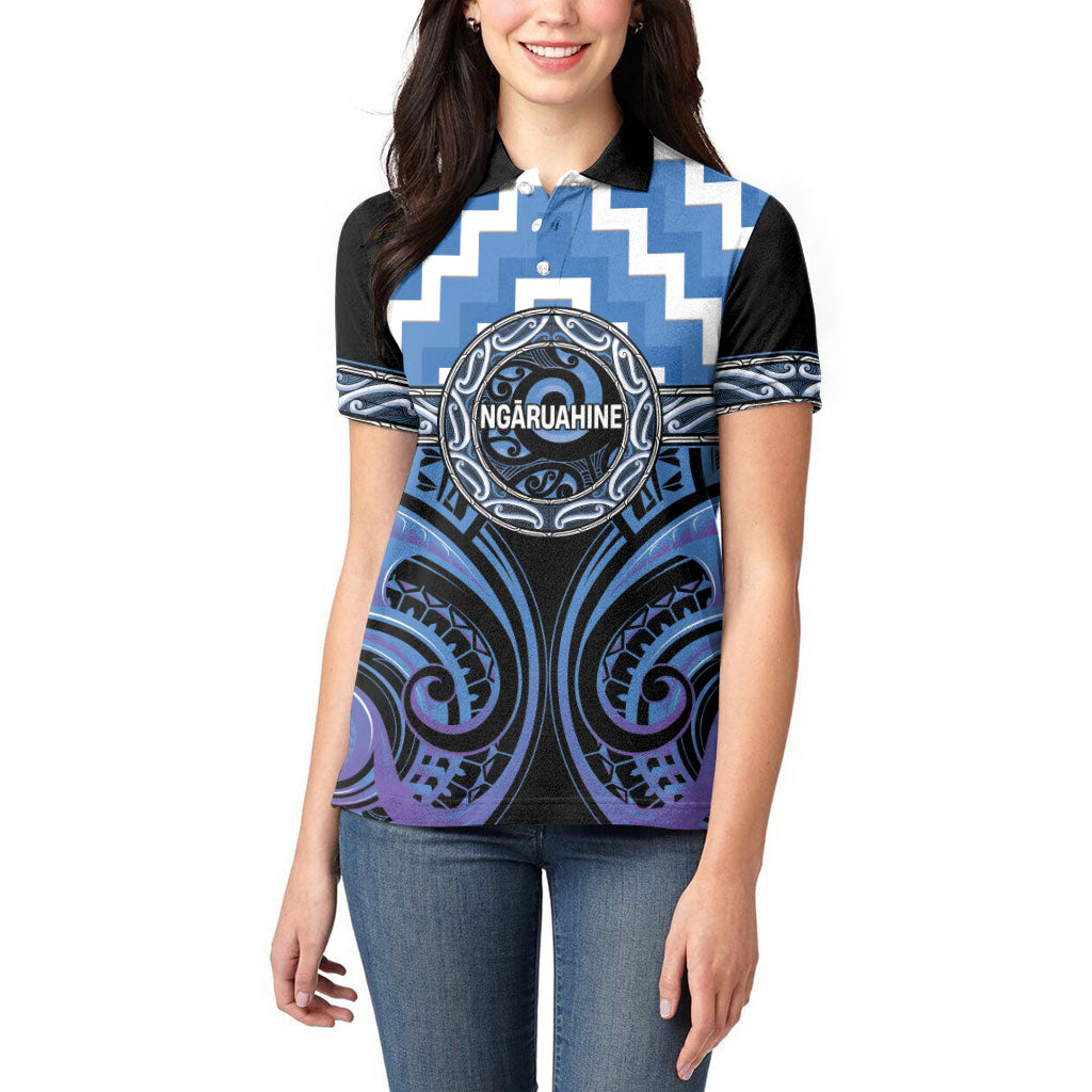 Aotearoa Ngaruahine Personalised Women Polo Shirt Maori Iwi Poutama Puhoro Tattoo