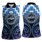 Aotearoa Ngaruahine Personalised Women Sleeveless Polo Shirt Maori Iwi Poutama Puhoro Tattoo