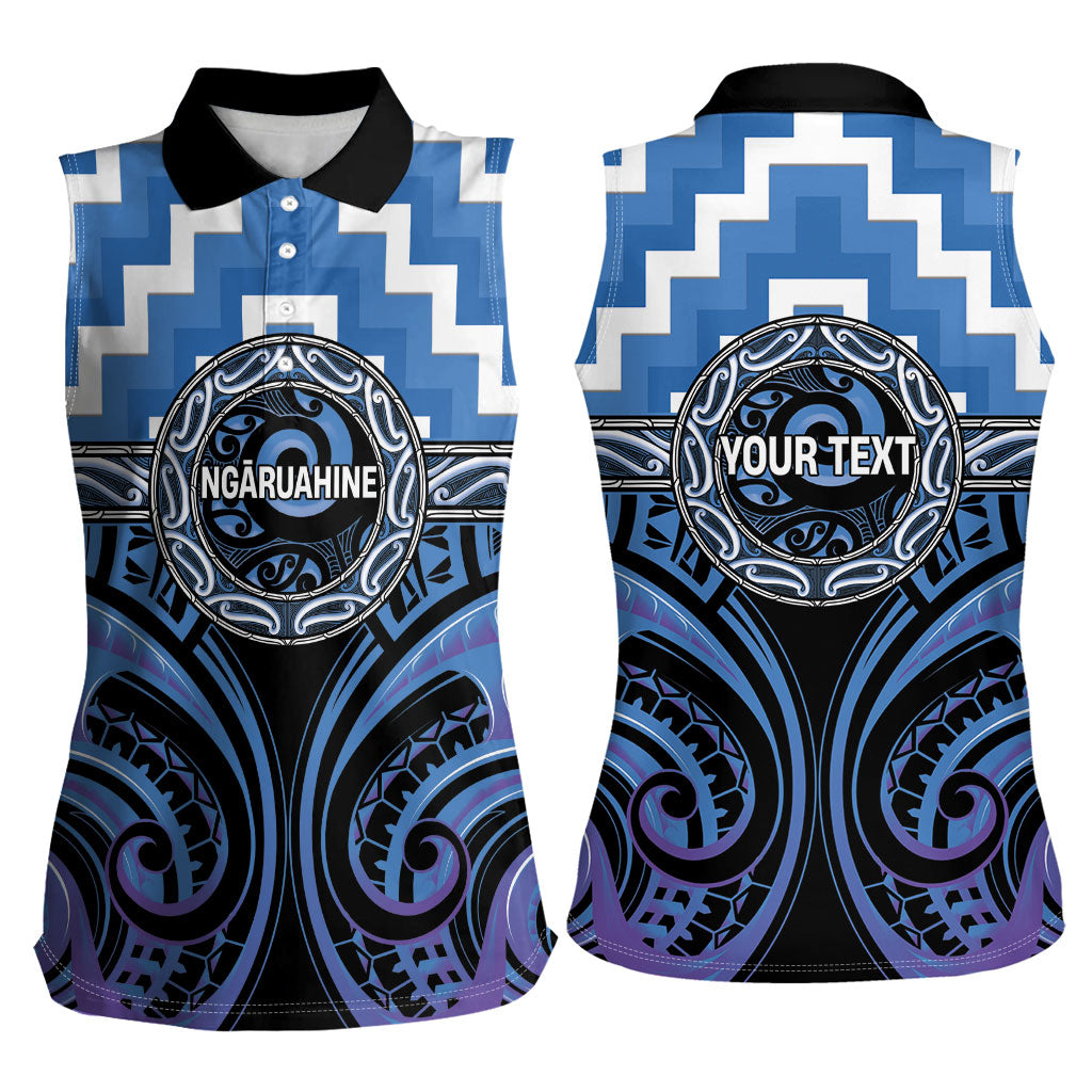 Aotearoa Ngaruahine Personalised Women Sleeveless Polo Shirt Maori Iwi Poutama Puhoro Tattoo
