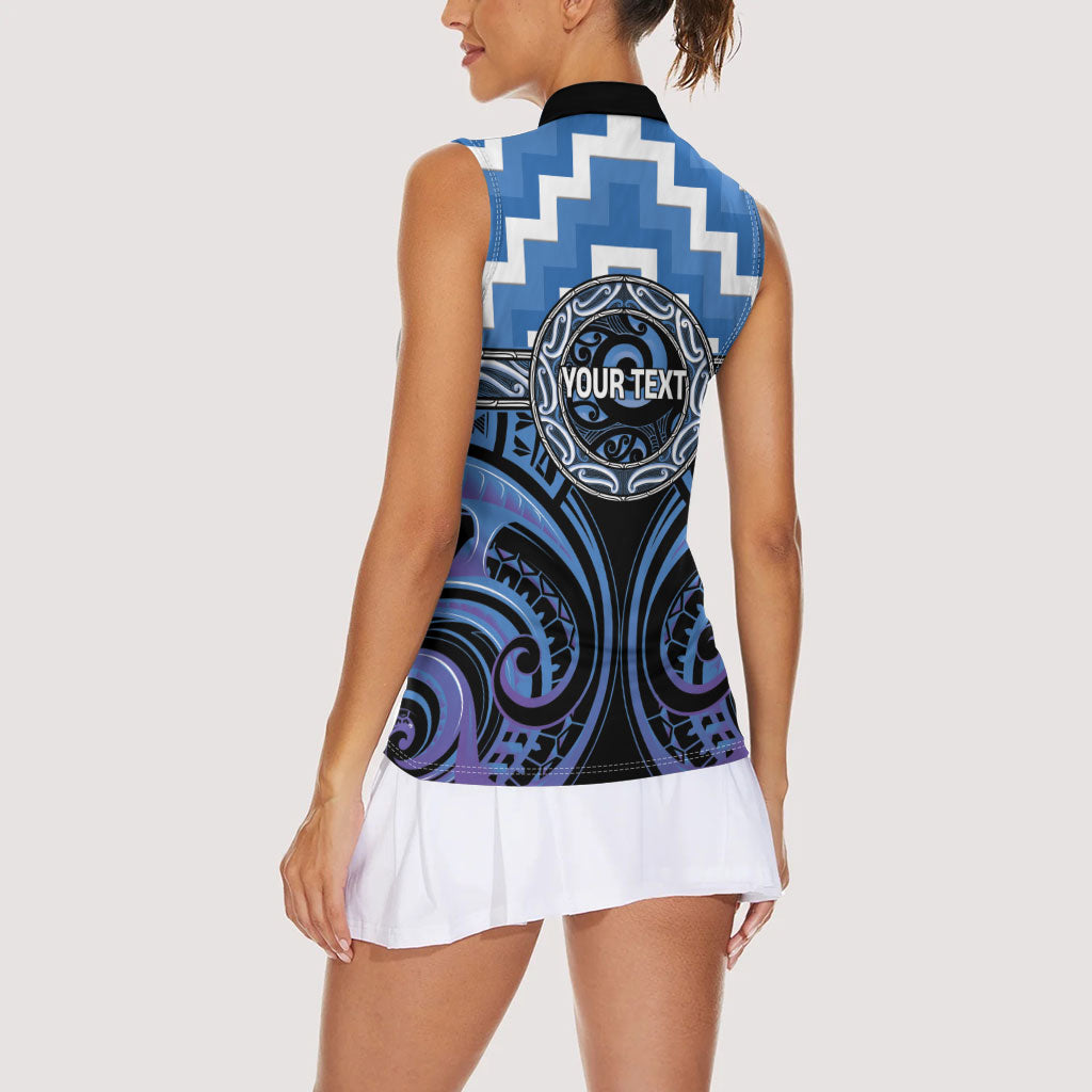 Aotearoa Ngaruahine Personalised Women Sleeveless Polo Shirt Maori Iwi Poutama Puhoro Tattoo