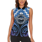 Aotearoa Ngaruahine Personalised Women Sleeveless Polo Shirt Maori Iwi Poutama Puhoro Tattoo