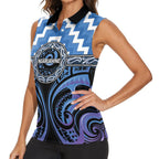 Aotearoa Ngaruahine Personalised Women Sleeveless Polo Shirt Maori Iwi Poutama Puhoro Tattoo