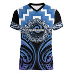 Aotearoa Ngaruahine Personalised Women V-Neck T-Shirt Maori Iwi Poutama Puhoro Tattoo