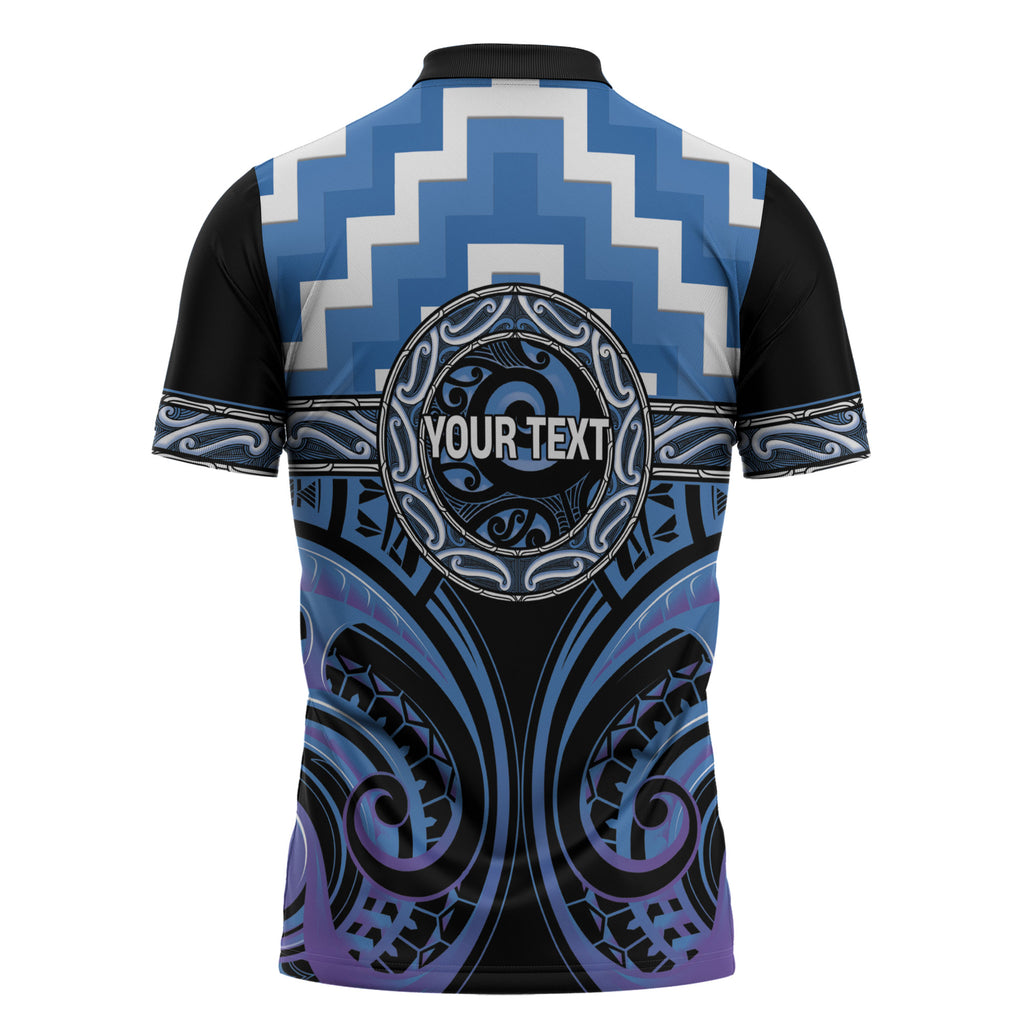 Aotearoa Ngaruahine Personalised Zipper Polo Shirt Maori Iwi Poutama Puhoro Tattoo