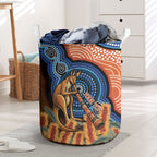 Personalised Australia Kangaroo Didgeridoo Laundry Basket Bottlebrush Flowers Indigenous Art