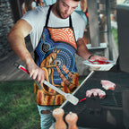 Personalised Australia Kangaroo Didgeridoo Apron Bottlebrush Flowers Indigenous Art