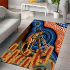 Personalised Australia Kangaroo Didgeridoo Area Rug Bottlebrush Flowers Indigenous Art
