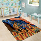 Personalised Australia Kangaroo Didgeridoo Area Rug Bottlebrush Flowers Indigenous Art