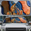 Personalised Australia Kangaroo Didgeridoo Auto Sun Shade Bottlebrush Flowers Indigenous Art