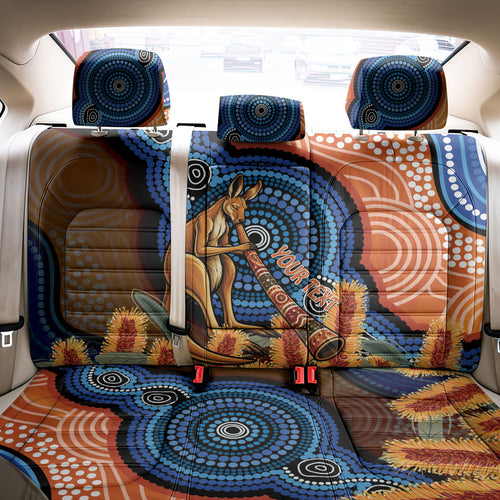 Personalised Australia Kangaroo Didgeridoo Back Car Seat Cover Bottlebrush Flowers Indigenous Art