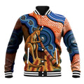Personalised Australia Kangaroo Didgeridoo Baseball Jacket Bottlebrush Flowers Indigenous Art