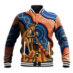 Personalised Australia Kangaroo Didgeridoo Baseball Jacket Bottlebrush Flowers Indigenous Art