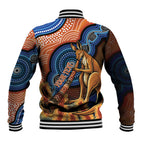 Personalised Australia Kangaroo Didgeridoo Baseball Jacket Bottlebrush Flowers Indigenous Art