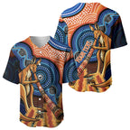 Personalised Australia Kangaroo Didgeridoo Baseball Jersey Bottlebrush Flowers Indigenous Art