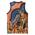 Personalised Australia Kangaroo Didgeridoo Basketball Jersey Bottlebrush Flowers Indigenous Art