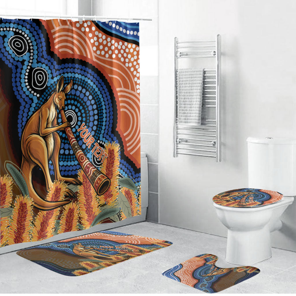 Personalised Australia Kangaroo Didgeridoo Bathroom Set Bottlebrush Flowers Indigenous Art
