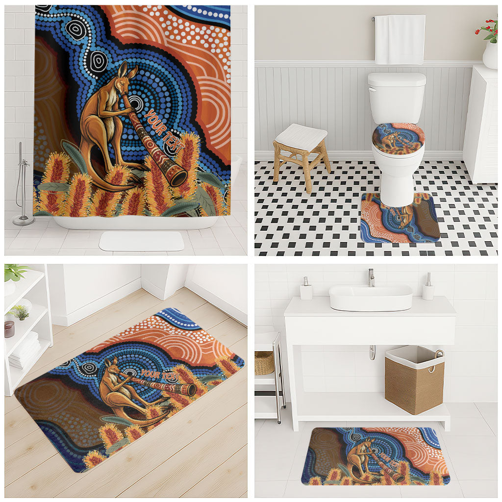 Personalised Australia Kangaroo Didgeridoo Bathroom Set Bottlebrush Flowers Indigenous Art
