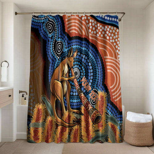 Personalised Australia Kangaroo Didgeridoo Bathroom Set Bottlebrush Flowers Indigenous Art