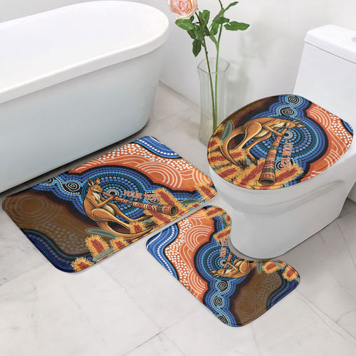 Personalised Australia Kangaroo Didgeridoo Bathroom Set Bottlebrush Flowers Indigenous Art