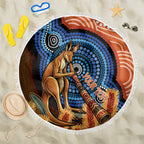 Personalised Australia Kangaroo Didgeridoo Beach Blanket Bottlebrush Flowers Indigenous Art
