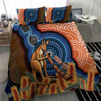 Personalised Australia Kangaroo Didgeridoo Bedding Set Bottlebrush Flowers Indigenous Art