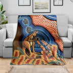 Personalised Australia Kangaroo Didgeridoo Blanket Bottlebrush Flowers Indigenous Art