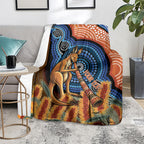 Personalised Australia Kangaroo Didgeridoo Blanket Bottlebrush Flowers Indigenous Art