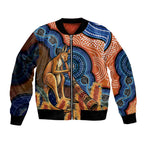 Personalised Australia Kangaroo Didgeridoo Bomber Jacket Bottlebrush Flowers Indigenous Art