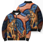 Personalised Australia Kangaroo Didgeridoo Bomber Puffer Jacket Bottlebrush Flowers Indigenous Art