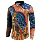 Personalised Australia Kangaroo Didgeridoo Button Sweatshirt Bottlebrush Flowers Indigenous Art