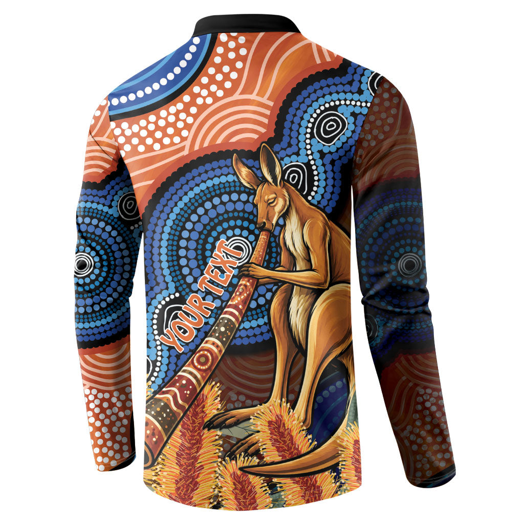 Personalised Australia Kangaroo Didgeridoo Button Sweatshirt Bottlebrush Flowers Indigenous Art