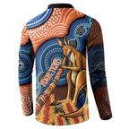 Personalised Australia Kangaroo Didgeridoo Button Sweatshirt Bottlebrush Flowers Indigenous Art
