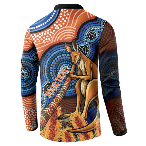 Personalised Australia Kangaroo Didgeridoo Button Sweatshirt Bottlebrush Flowers Indigenous Art