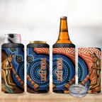 Personalised Australia Kangaroo Didgeridoo 4 in 1 Can Cooler Tumbler Bottlebrush Flowers Indigenous Art