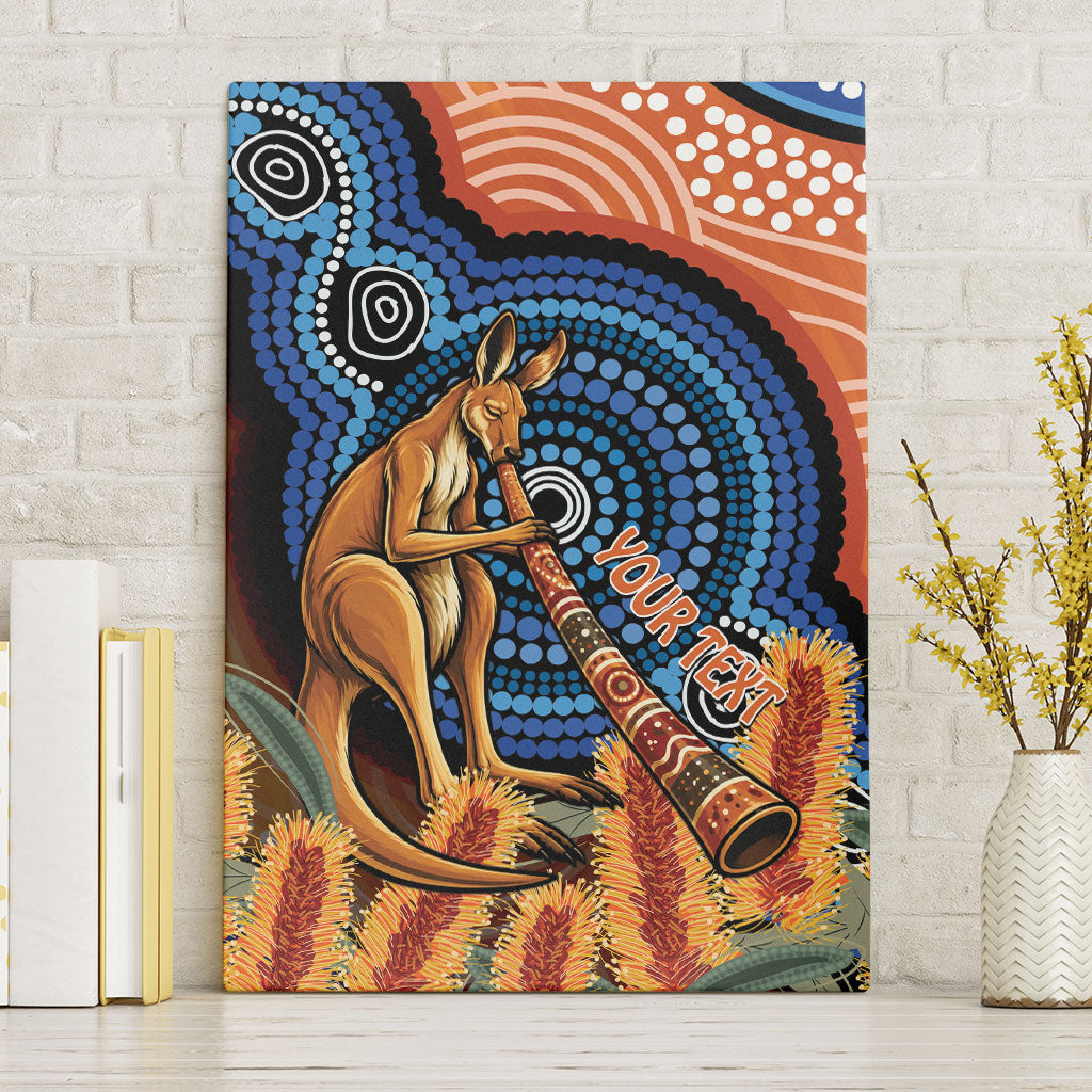 Personalised Australia Kangaroo Didgeridoo Canvas Wall Art Bottlebrush Flowers Indigenous Art