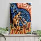 Personalised Australia Kangaroo Didgeridoo Canvas Wall Art Bottlebrush Flowers Indigenous Art