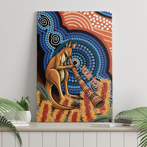 Personalised Australia Kangaroo Didgeridoo Canvas Wall Art Bottlebrush Flowers Indigenous Art