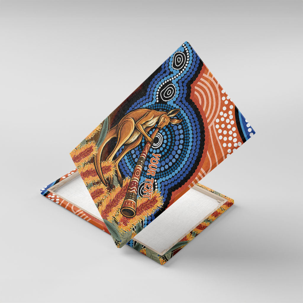 Personalised Australia Kangaroo Didgeridoo Canvas Wall Art Bottlebrush Flowers Indigenous Art
