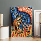 Personalised Australia Kangaroo Didgeridoo Canvas Wall Art Bottlebrush Flowers Indigenous Art