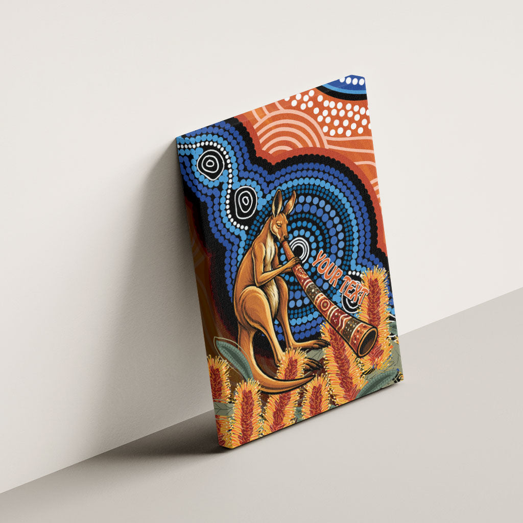 Personalised Australia Kangaroo Didgeridoo Canvas Wall Art Bottlebrush Flowers Indigenous Art