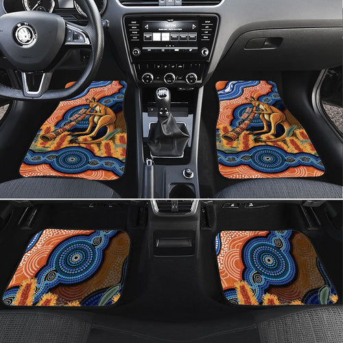 Personalised Australia Kangaroo Didgeridoo Car Mats Bottlebrush Flowers Indigenous Art