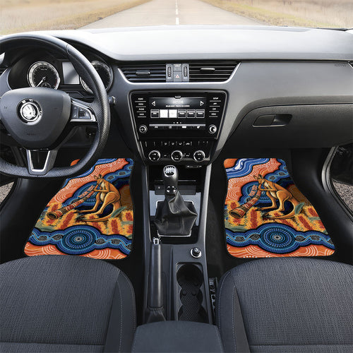 Personalised Australia Kangaroo Didgeridoo Car Mats Bottlebrush Flowers Indigenous Art