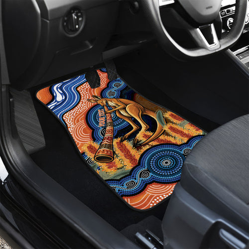 Personalised Australia Kangaroo Didgeridoo Car Mats Bottlebrush Flowers Indigenous Art